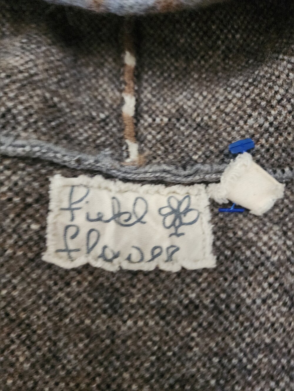 Anthropologie Field Flower Josefa Wool Sweater Coat Size M/L PETITE Taupe Plaid - Picture 4 of 9